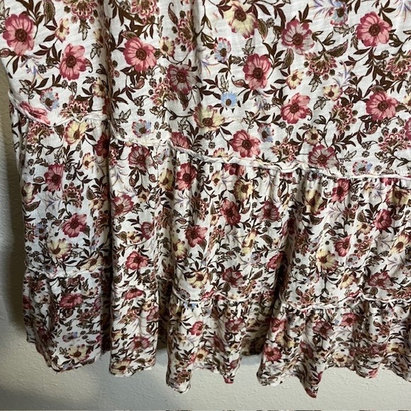 True Craft Plus Size 1X Floral Tiered Babydoll Tunic V Neck Top Cottage Prairie - Picture 6 of 9